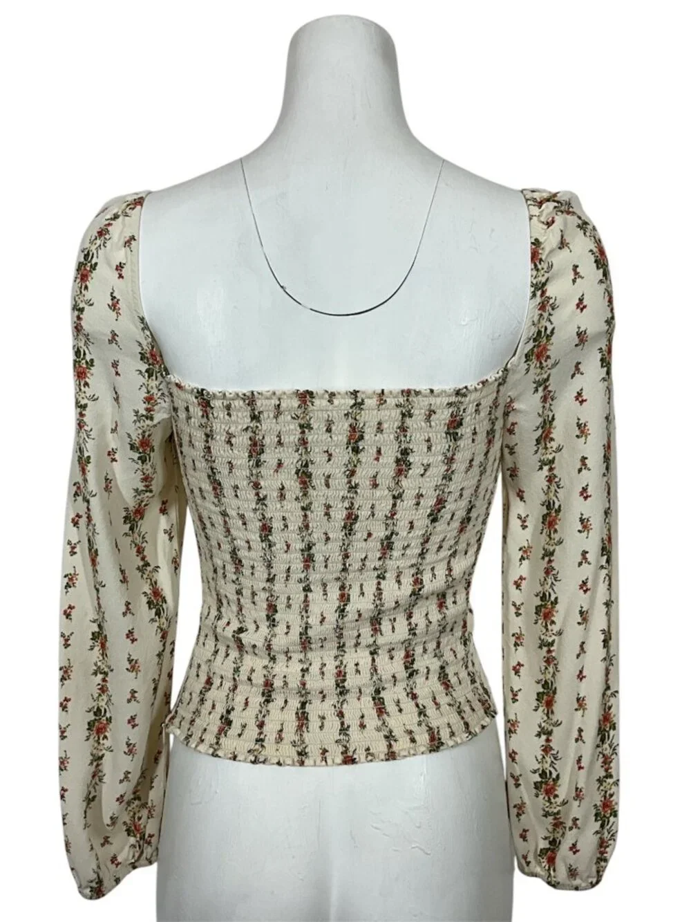 Reformation Floral Reign Top Blouse 6 Cream Romantic DEFECT